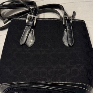 Coach Black Shoulder Bag with Silver Accents